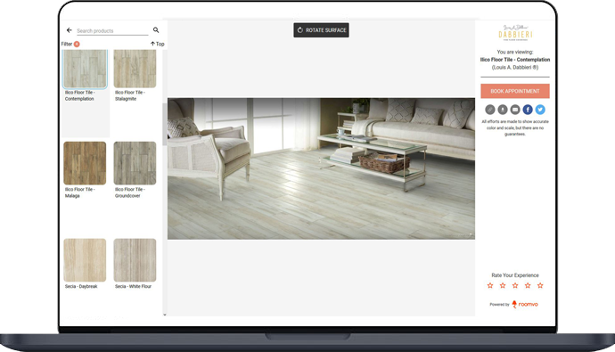 Laptop open to room visualizer
